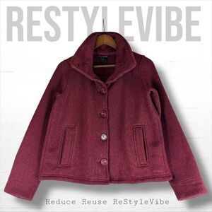 PATAGONIA Women’s Size S Jacket Coat Button Front Fleece Relaxed Fit Cowl Neck